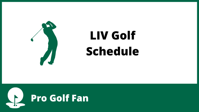 A male golfer swinging a club next to the words LIV Golf Schedule