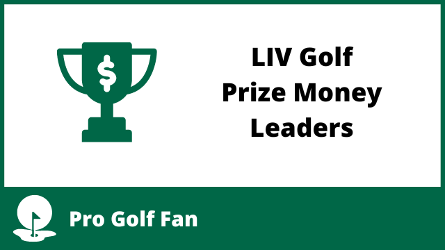A trophy with a dollar sign on it next to the words LIV Golf Prize Money Leaders.