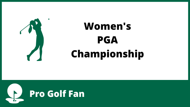 A female golfer hitting a golf shot next to the words Women's PGA Championship
