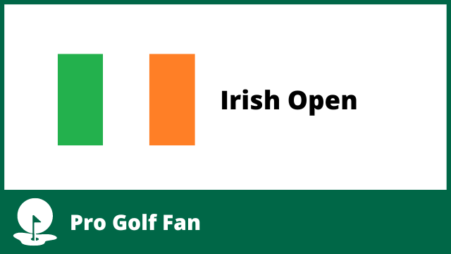 The flag of Ireland next to the words Irish Open