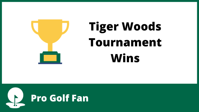 A trophy next to the words Tiger Woods Tournament Wins